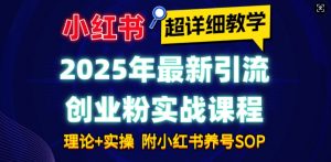 2025年最新小红书引流创业粉实战课程【超详细教学】小白轻松上手，月入1W+，附小红书养号SOP-优品网赚资源库