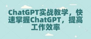 ChatGPT实战教学,快速掌握ChatGPT,提高工作效率-优品网赚资源库
