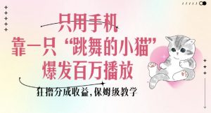 只用手机靠一只“跳舞的小猫”爆发百万播放，狂撸分成收益，保姆级教学-优品网赚资源库