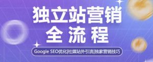 独立站营销全流程,Google SEO优化,社媒站外引流,独家营销技巧-优品网赚资源库