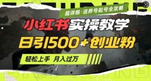 2月小红书最新日引500+创业粉实操教学【超详细】小白轻松上手，月入1W+，附小红书养号起号SOP-优品网赚资源库