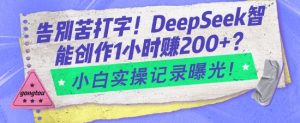 告别苦打字！DeepSeek智能创作1小时入2张？小白实操记录曝光-优品网赚资源库