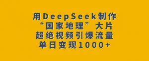 用DeepSeek制作“国家地理”大片,超绝视频引爆流量,单日变现多张-优品网赚资源库