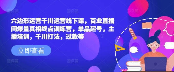 六边形运营千川运营线下课,百业直播间爆量真相终点训练营,单品起号,主播培训,千川打法,过款等-优品网赚资源库