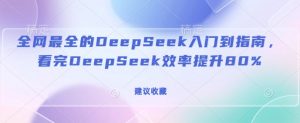 全网最全的DeepSeek入门到指南,看完DeepSeek效率提升80%(建议收藏)-优品网赚资源库