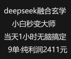 抖音小红书deepseek融合玄学，纯小白秒变大师，当天1小时无脑搞定9单，纯利润上千-优品网赚资源库