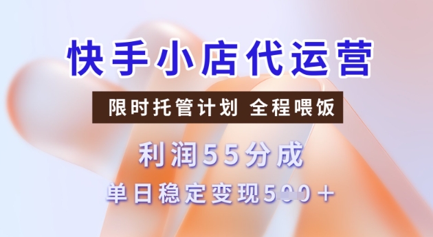 快手小店代运营3.0，模式新升级，收益55分，稳定单日5张【揭秘】-优品网赚资源库