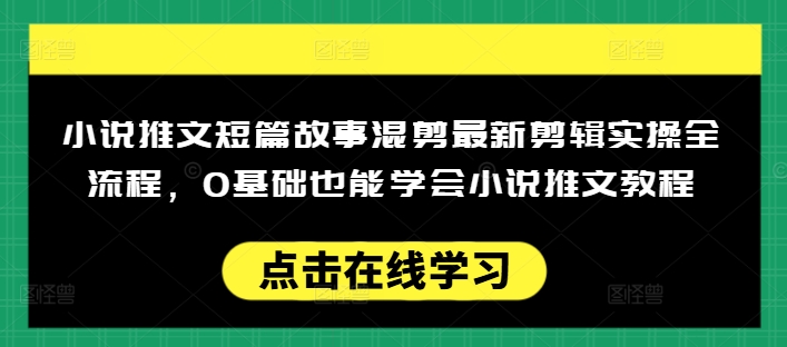 小说推文短篇故事混剪最新剪辑实操全流程，0基础也能学会小说推文教程，肯干多发日入多张-优品网赚资源库