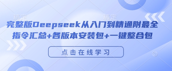 完整版Deepseek从入门到精通附最全指令汇总+各版本安装包+一键整合包-优品网赚资源库