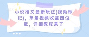 小说推文最新玩法(视频标记)，单条视频收益四位数，详细教程来了-优品网赚资源库