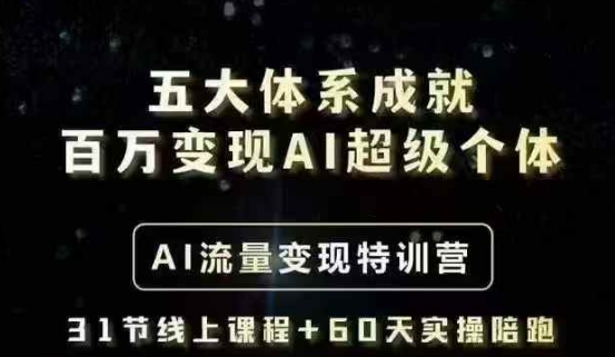 五大体系成就百万变现AI超级个体- AI流量变现特训营,一步一步教你一个人怎么年入百W-优品网赚资源库