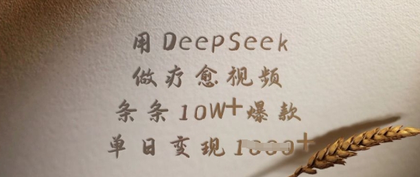 用DeepSeek做疗愈视频，条条10W+爆款，单日变现多张-优品网赚资源库