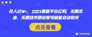 月入过W+,2025最新平台红利,无需本金、无需技术绑定账号就能自动收米-优品网赚资源库