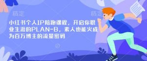 小红书个人IP陪跑课程，开启你职业生涯的PLAN-B，素人也能火成为百万博主的流量密码-优品网赚资源库