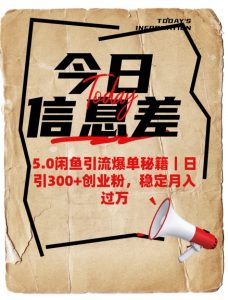 5.0闲鱼引流爆单秘籍,日引300+创业粉,稳定月入过W-优品网赚资源库
