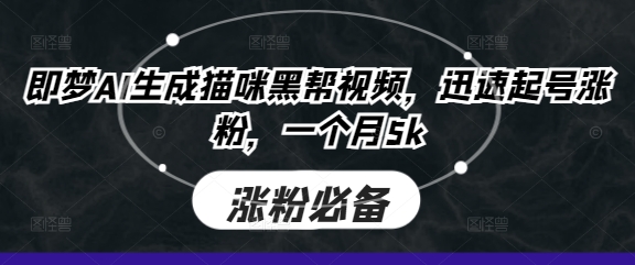 即梦AI生成猫咪黑帮视频,迅速起号涨粉,一个月5k-优品网赚资源库