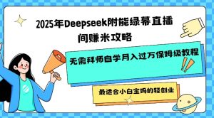 2025年Deepseek附能绿幕直播间挣米攻略无需拜师自学月入过W保姆级教程，最适合小白宝妈的轻创业-优品网赚资源库