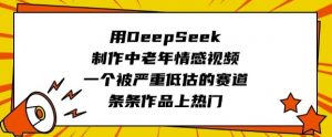 用DeepSeek制作中老年情感视频，一个被严重低估的赛道，条条作品上热门-优品网赚资源库
