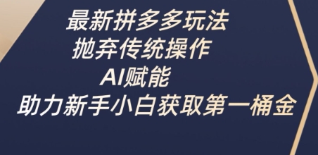 最新拼多多玩法，抛弃传统操作，AI赋能，助力新手小白获取第一桶金-优品网赚资源库