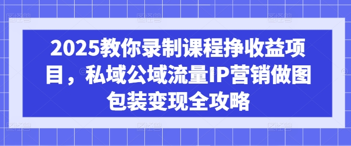 2025教你录制课程挣收益项目,私域公域流量IP营销做图包装变现全攻略-优品网赚资源库