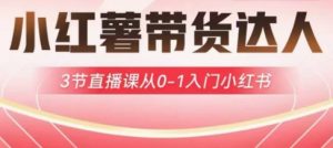 小红薯达人带货启航计划，3节直播课从0-1入门小红书-优品网赚资源库