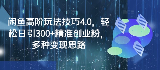 闲鱼高阶玩法技巧4.0，轻松日引300+精准创业粉，多种变现思路-优品网赚资源库