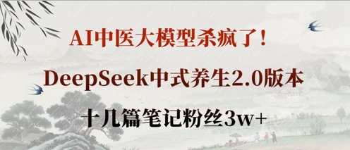 AI中医大模型杀疯了！DeepSeek中式养生2.0版本，十几篇笔记粉丝3w+-优品网赚资源库