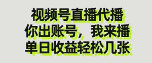 视频号直播代播，你出账号我来播，单日收益轻松几张【揭秘】-优品网赚资源库
