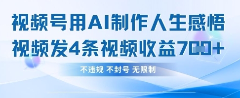 用AI做人生感悟视频，4条视频当天收益782-优品网赚资源库