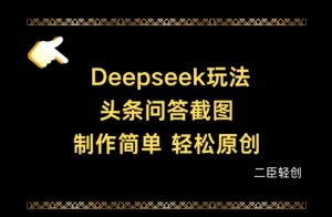 Deepseek头条问答截图，制作简单，轻松原创-优品网赚资源库