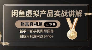 精品！闲鱼虚拟产品实战讲解，新手一部手机即可操作，副业月利润可达5k+-优品网赚资源库