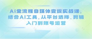 Ai全流程自媒体变现实战课,结合AI工具,从平台选择、剪辑入门到账号运营-优品网赚资源库