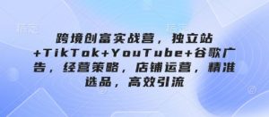 跨境创富实战营,独立站+TikTok+YouTube+谷歌广告,经营策略,店铺运营,精准选品,高效引流-优品网赚资源库