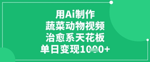 用Ai制作蔬菜动物视频,治愈系天花板,单日变现1k-优品网赚资源库