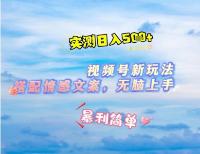 微信视频号最新玩法,表情包搭配情感文案,2分钟一条原创作品,简单好上手,轻松日入几张-优品网赚资源库