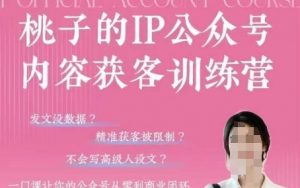 桃子IP公众号内容获客训练营(第3期),一门让你公众号从0到商业闭环的课程-优品网赚资源库