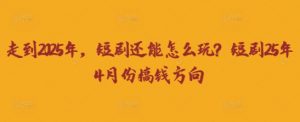 走到2025年，短剧还能怎么玩？短剧25年4月份搞钱方向-优品网赚资源库