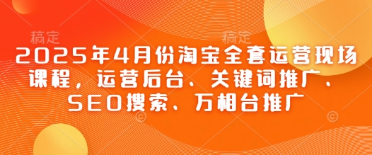 2025年4月份淘宝全套运营现场课程，运营后台、关键词推广、SEO搜索、万相台推广-优品网赚资源库