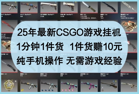 25年最新CSGO游戏挂G，1分钟1件货，1件货挣10元，纯手机操作，无需游戏经验【揭秘】-优品网赚资源库