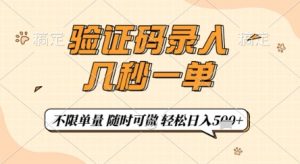 验证码录入，几秒钟一单，只需一部手机即可开始，随时随地可做，每天5张+【揭秘】-优品网赚资源库