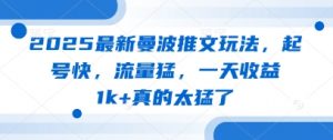 2025最新曼波推文玩法，起号快，流量猛，一天收益1k+真的太猛了-优品网赚资源库