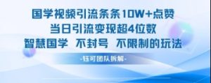 国学视频引流条条10W+点赞当日引流变现超4位数-优品网赚资源库