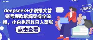 deepseek+小说推文营销号爆款拆解实操全流程，小白也可以日入两张-优品网赚资源库