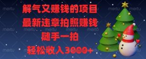 解气又挣钱的项目，最新违章拍照挣钱，随手一拍，轻松收入数张【揭秘】-优品网赚资源库