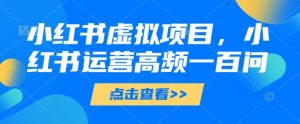 小红书虚拟项目，小红书运营高频一百问【文档】-优品网赚资源库
