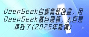 DeepSeek自媒体轻创业,用DeepSeek做自媒体,太容易挣钱了(2025年新课)-优品网赚资源库