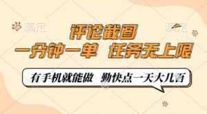 评论截图，0.5元一单，一分钟一单，有手机就能做，任务无上限，勤快点一天几张【揭秘】-优品网赚资源库