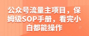 公众号流量主项目，保姆级SOP手册，看完小白都能操作-优品网赚资源库
