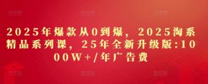 2025年爆款从0到爆，2025淘系精品系列课，25年全新升级版：1000W+1年广告费-优品网赚资源库