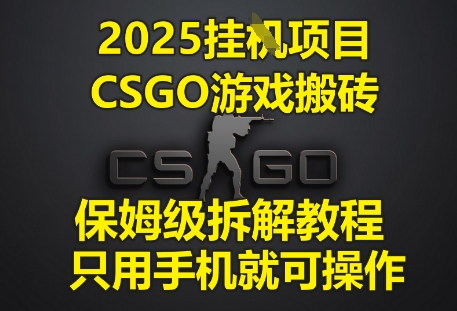 2025挂G项目，CSGO游戏搬砖，保姆级拆解教程，只用手机就可操作【揭秘】-优品网赚资源库